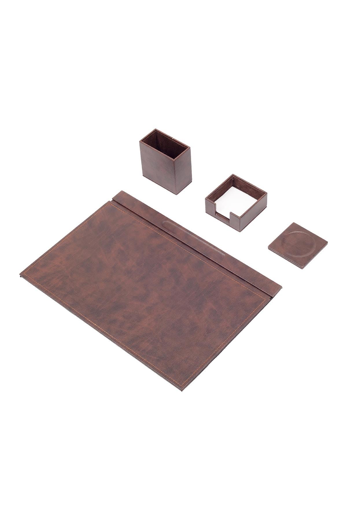 Luna Leather Desk Set 4 Accessories Pink