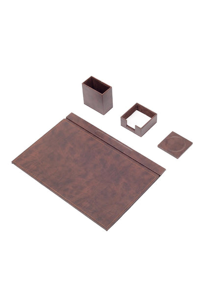 Luna Leather Desk Set 4 Accessories Gray