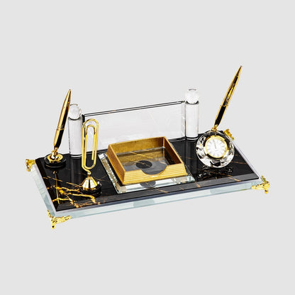 Glass Desk Name Plate - Black&Gold