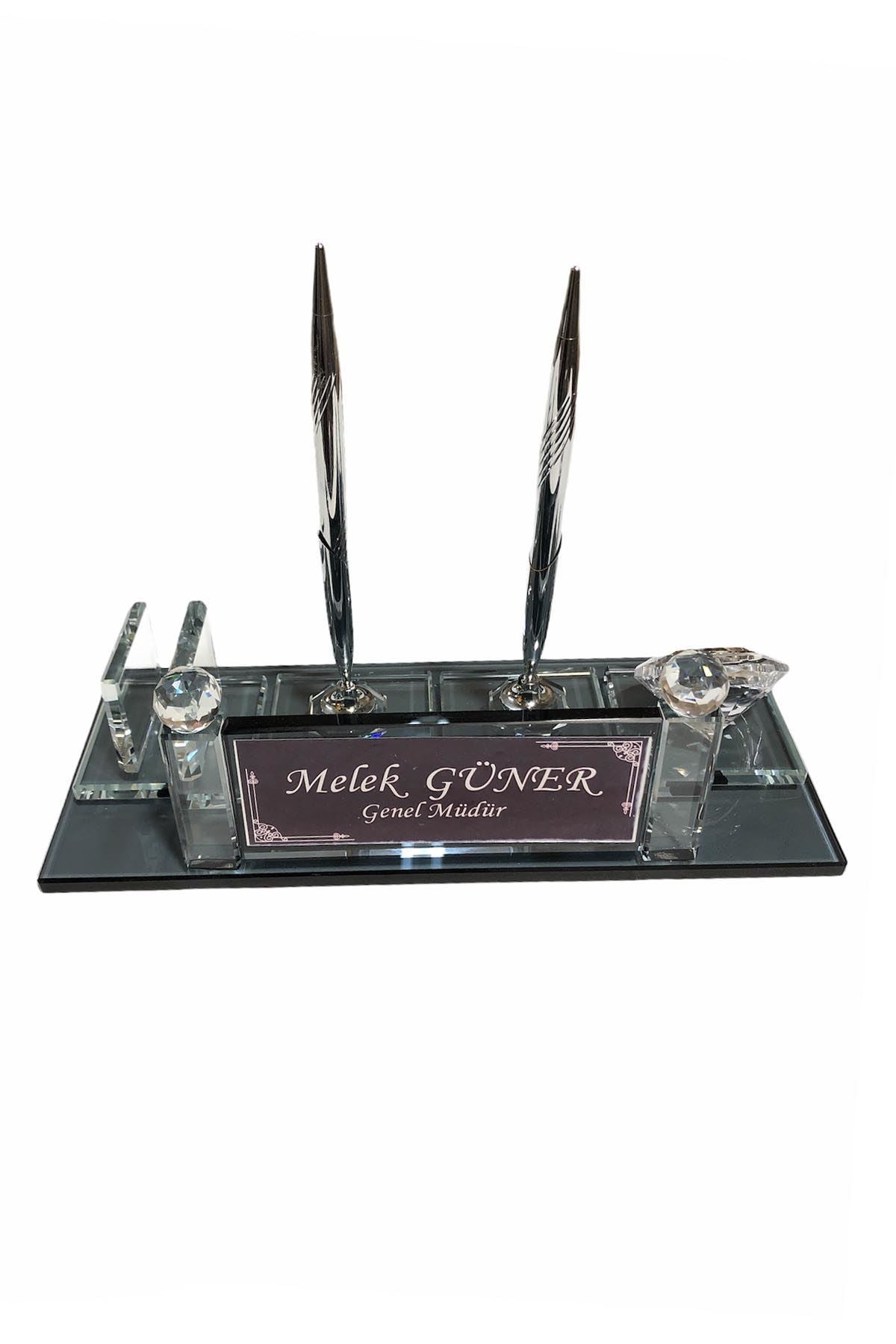 Glass Desk Name Plate - Black