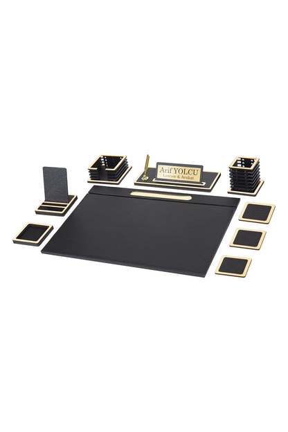 VESTA Wooden Desk Set - 9 Accessories