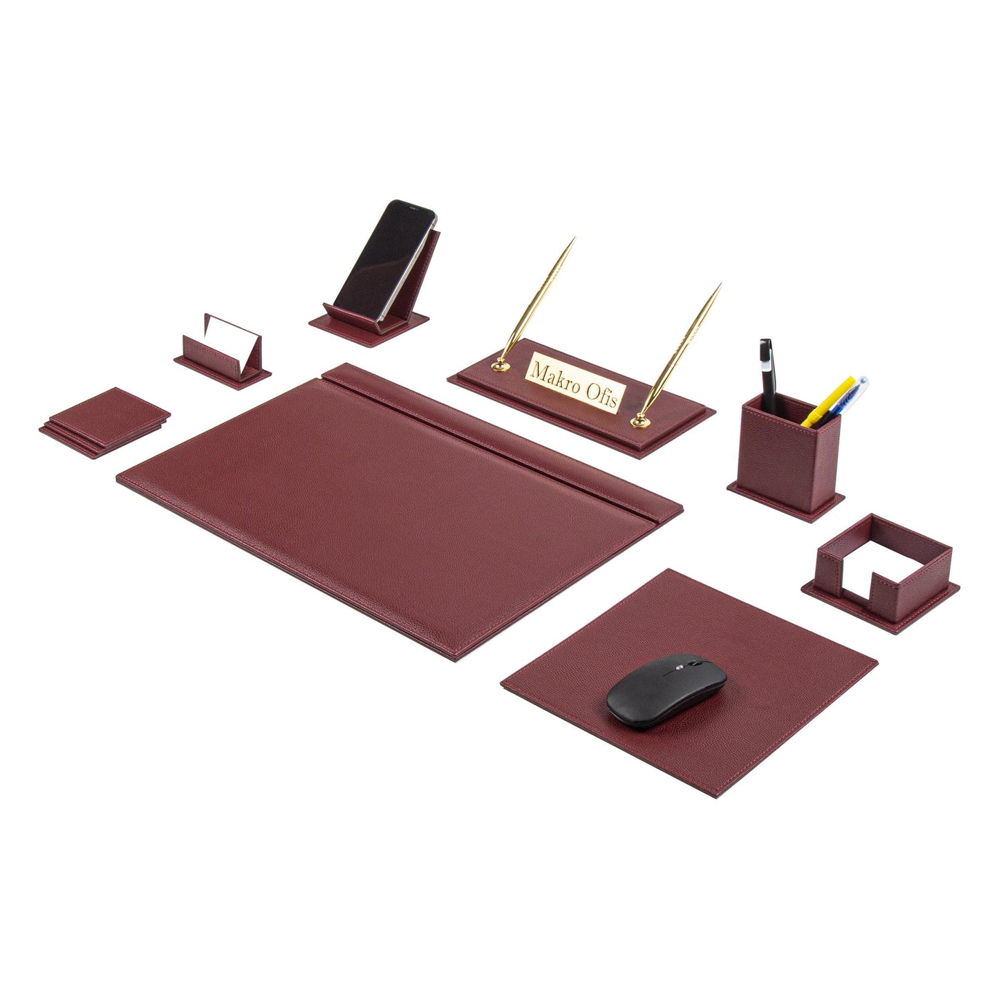 VENUS Leather Desk Set - 12 Accessories - White