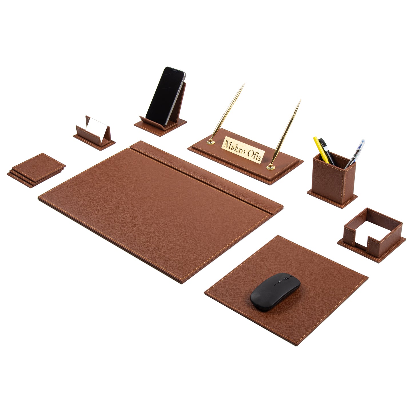 VENUS Leather Desk Set - 12 Accessories - White