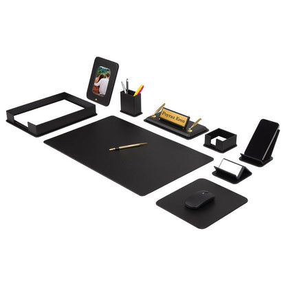 DORA Leather Desk Set - 11 Accessories - Burgundy