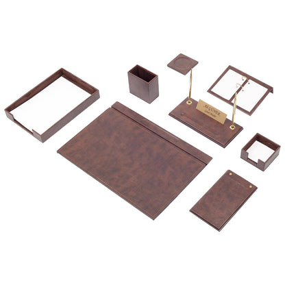 Luxury Leather Desk Set Brown 10 Accessories | Best Quality Gifts | Customazible Gifts For Him | Shipping Free